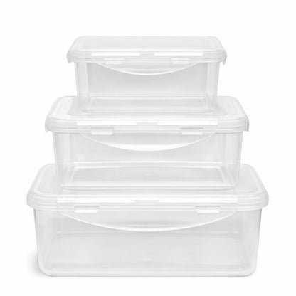 Juego de 3 Recipientes Rectangulares de Plástico Herméticos