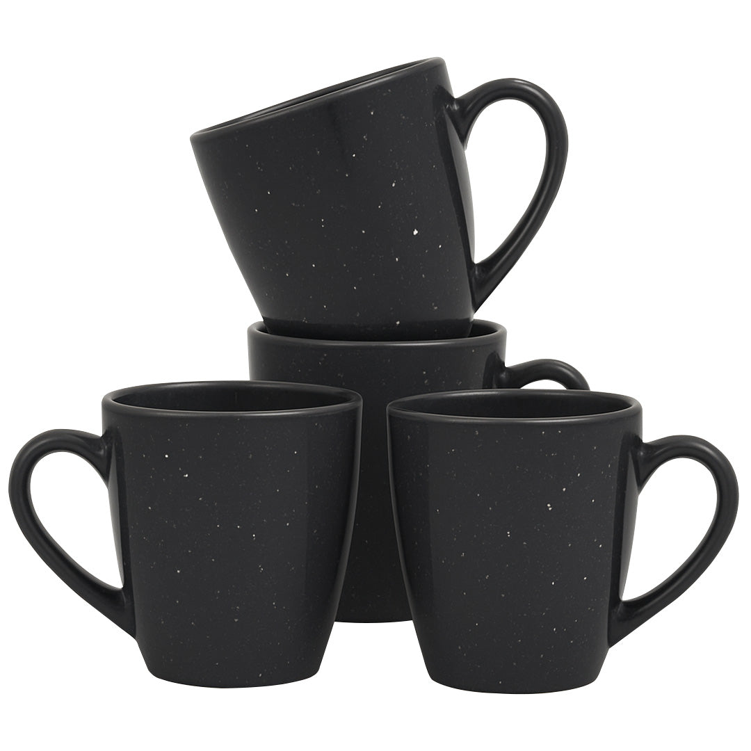 Set de 4 Tazas de Cerámica Negra - 400 ml
