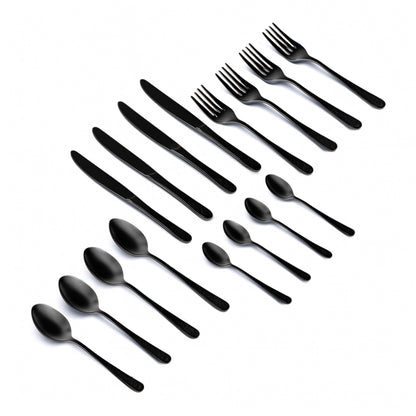 Set de Cubiertos Color Negro para 4 personas - 16 piezas
