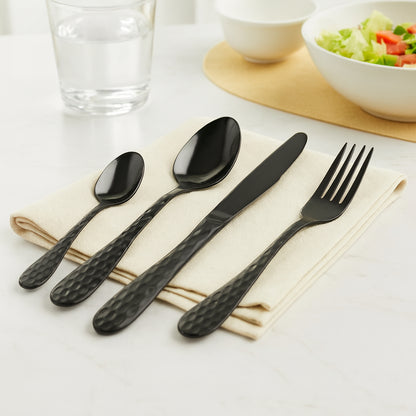 Set de Cubiertos Color Negro para 4 personas - 16 piezas