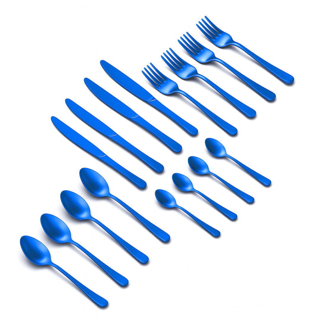Set de Cubiertos Color Azul para 4 personas - 16 piezas