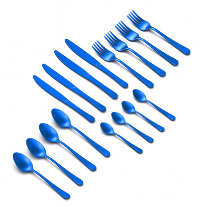 Set de Cubiertos Color Azul para 4 personas - 16 piezas