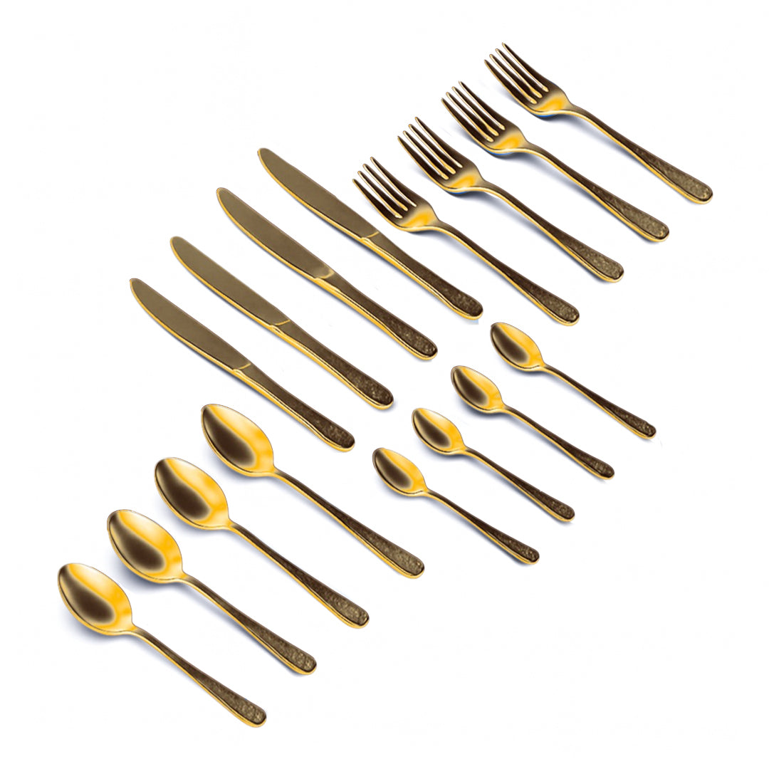 Set de Cubiertos Color Dorado para 4 personas - 16 piezas