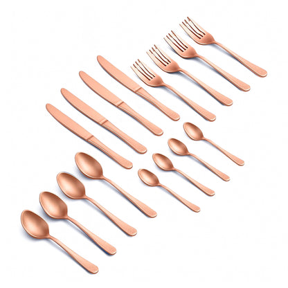Set de Cubiertos Color Rosa Dorado para 4 personas - 16 piezas