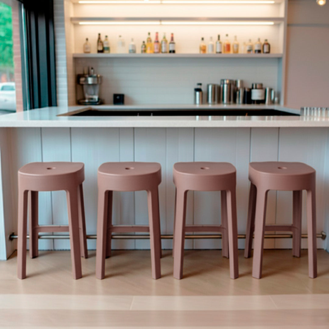 Set de 4 Bancos de Plástico Apilables – Color Café Claro