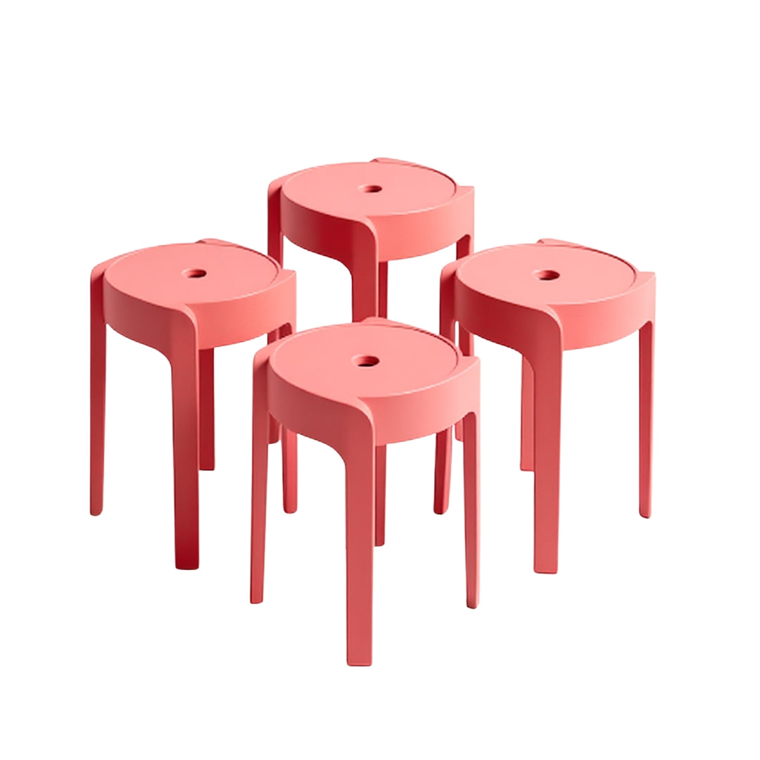 Set de 4 Bancos de Plástico Apilables – Color Rojo