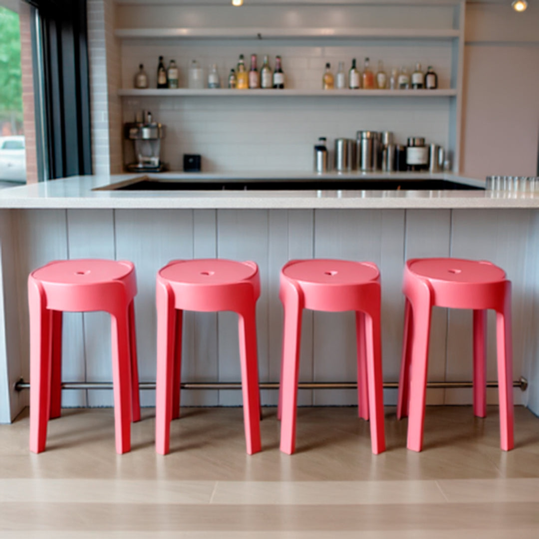 Set de 4 Bancos de Plástico Apilables – Color Rojo