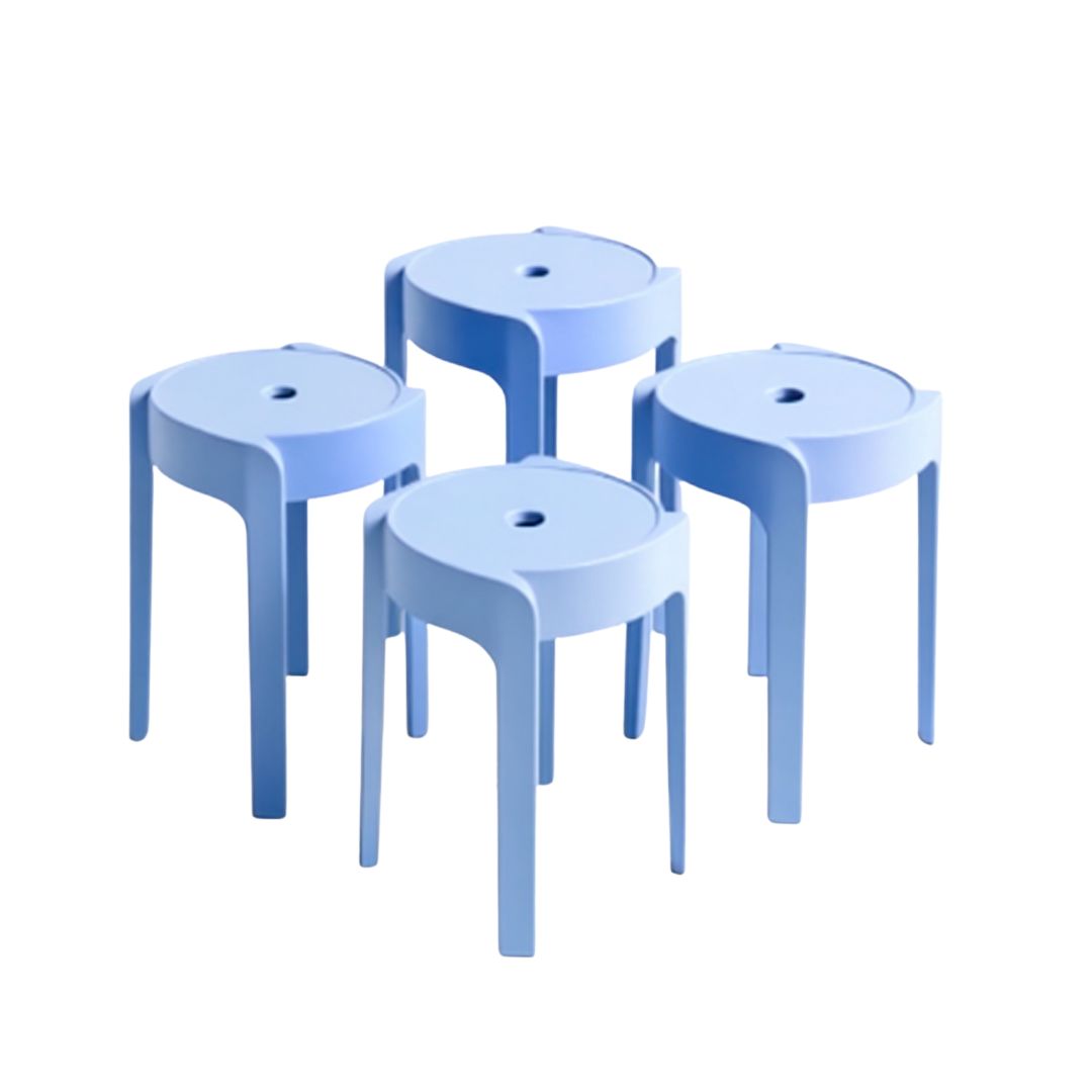Set de 4 Bancos de Plástico Apilables – Color Azul