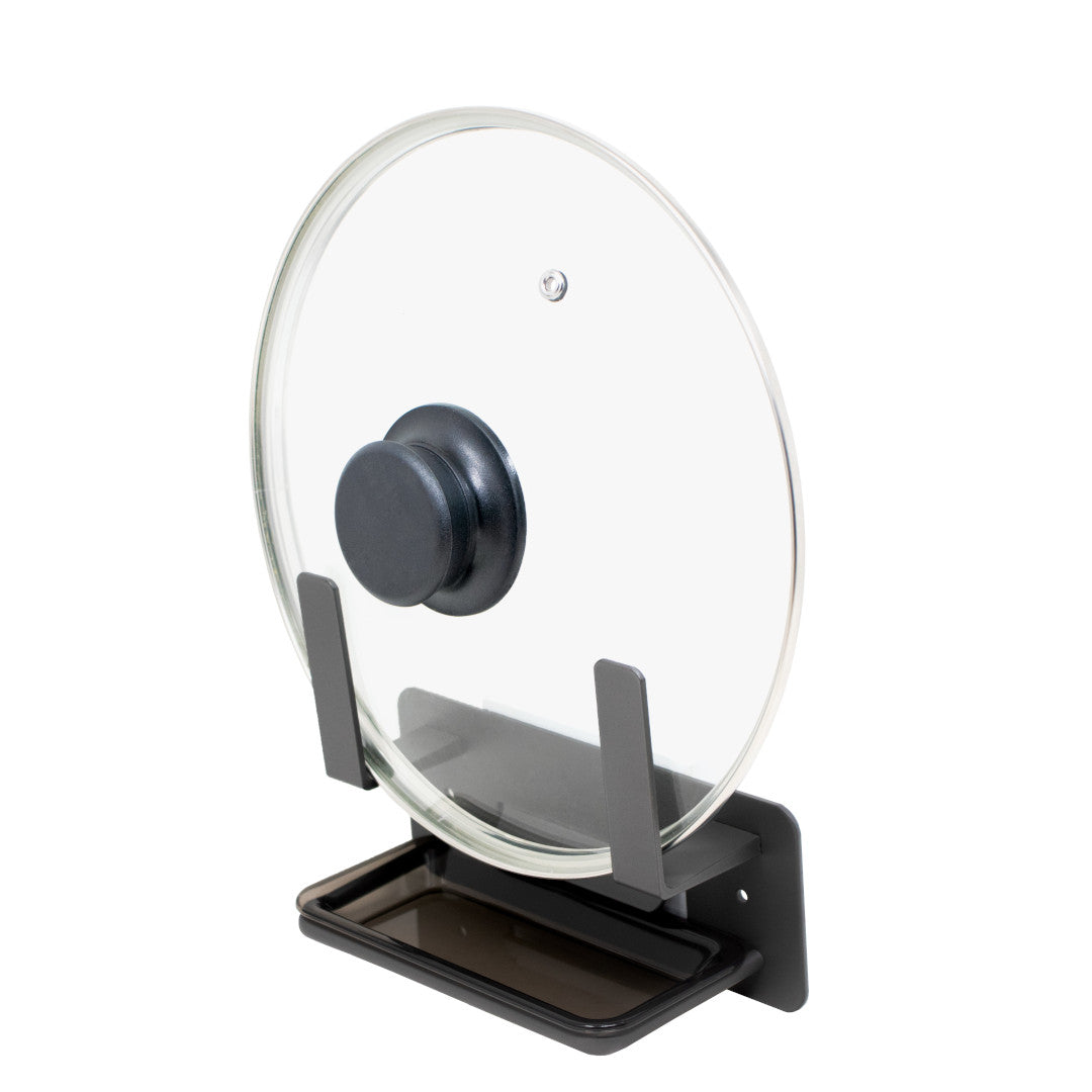 Soporte de Pared para Tapas de Ollas con Bandeja Antigoteo Desmontable