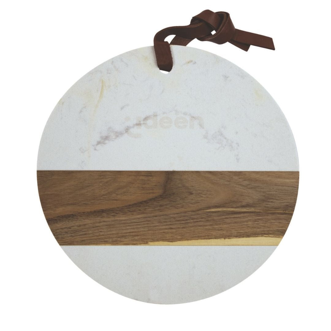 Tabla de Picar Redonda de Mármol y Madera "Ideen" - 25 cm