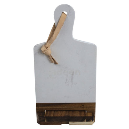 Tabla de Picar de Mármol y Madera con Mango y Soporte