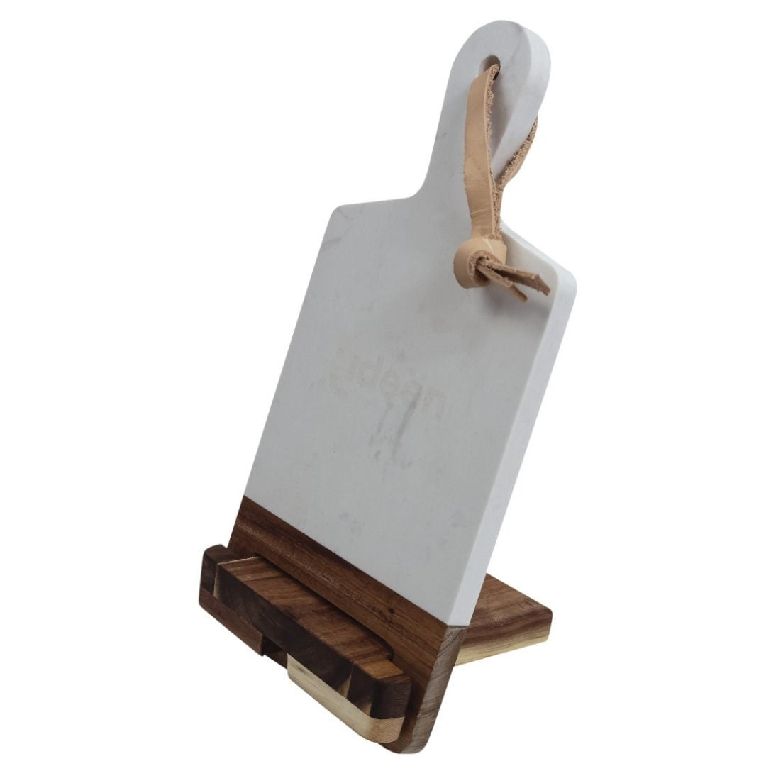 Tabla de Picar de Mármol y Madera con Mango y Soporte