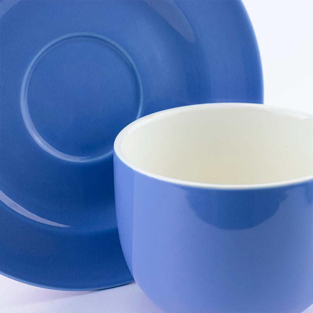 Taza y Platillo Cerámica Azul Mate - 270 ml