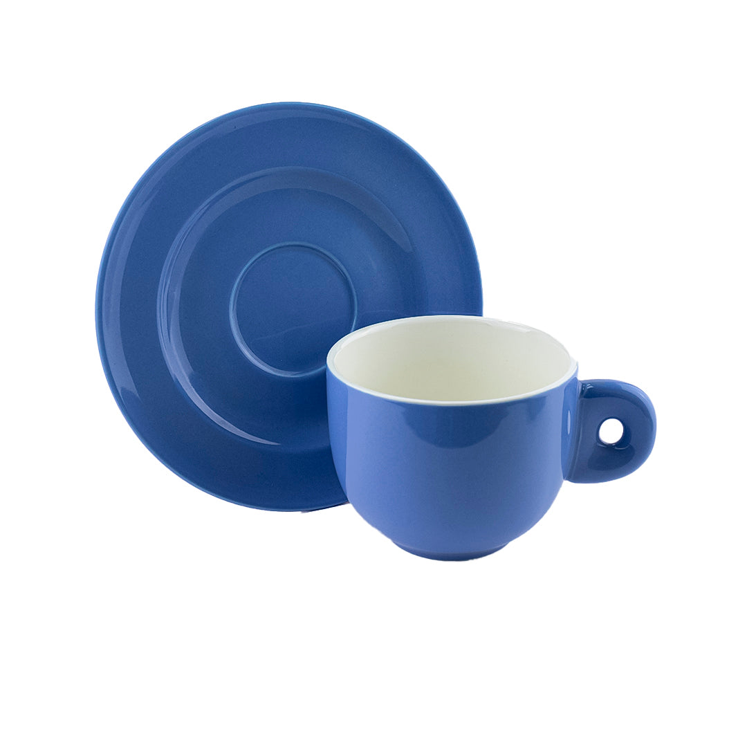 Taza y Platillo Cerámica Azul Mate - 270 ml