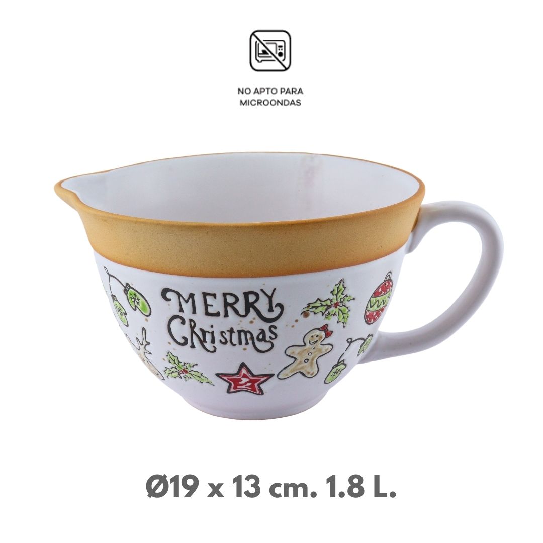 Tazón de Cerámica Navideño - Merry Christmas 1.8 L