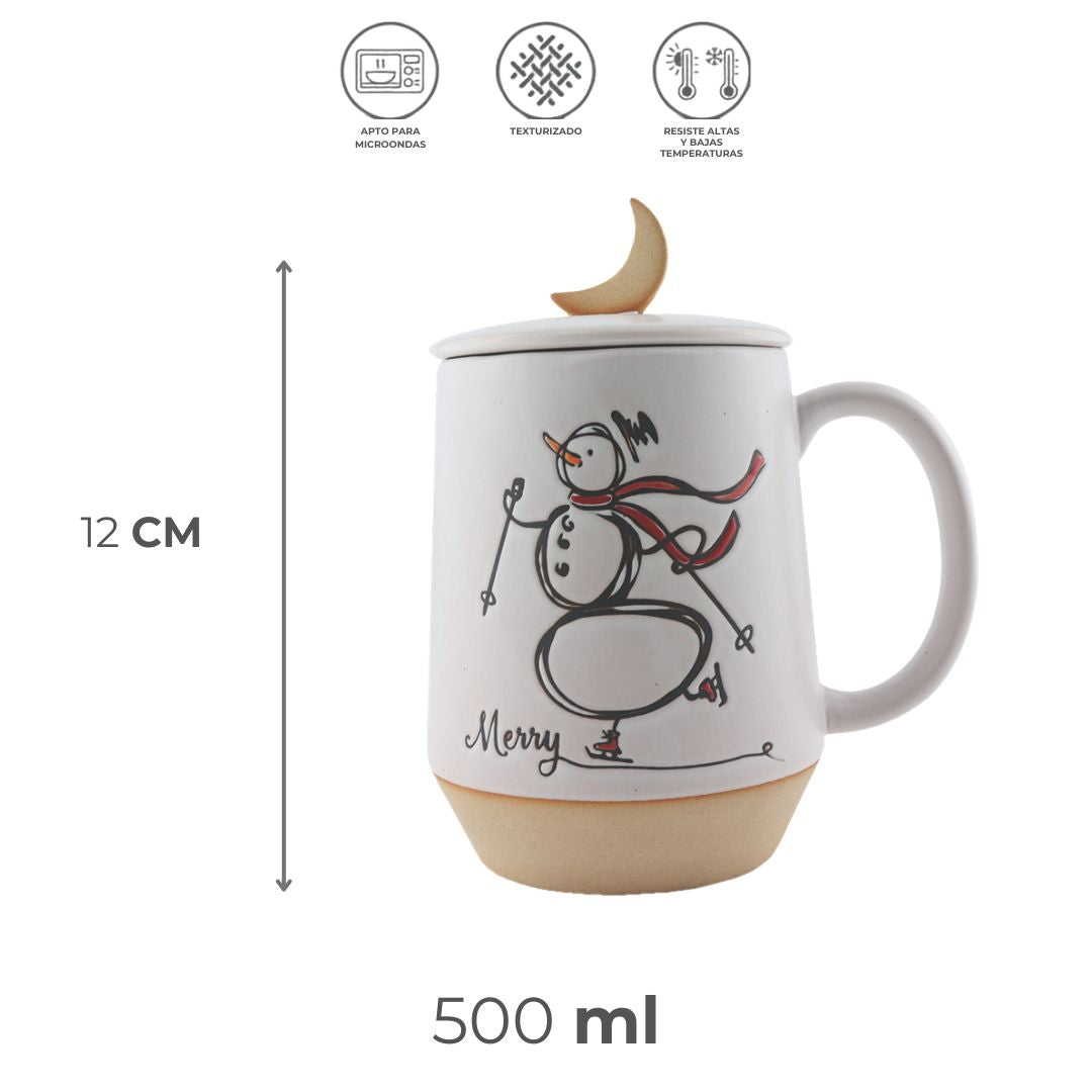 Azucarera de Cerámica con Tapa - Muñeco de Nieve 500 ml