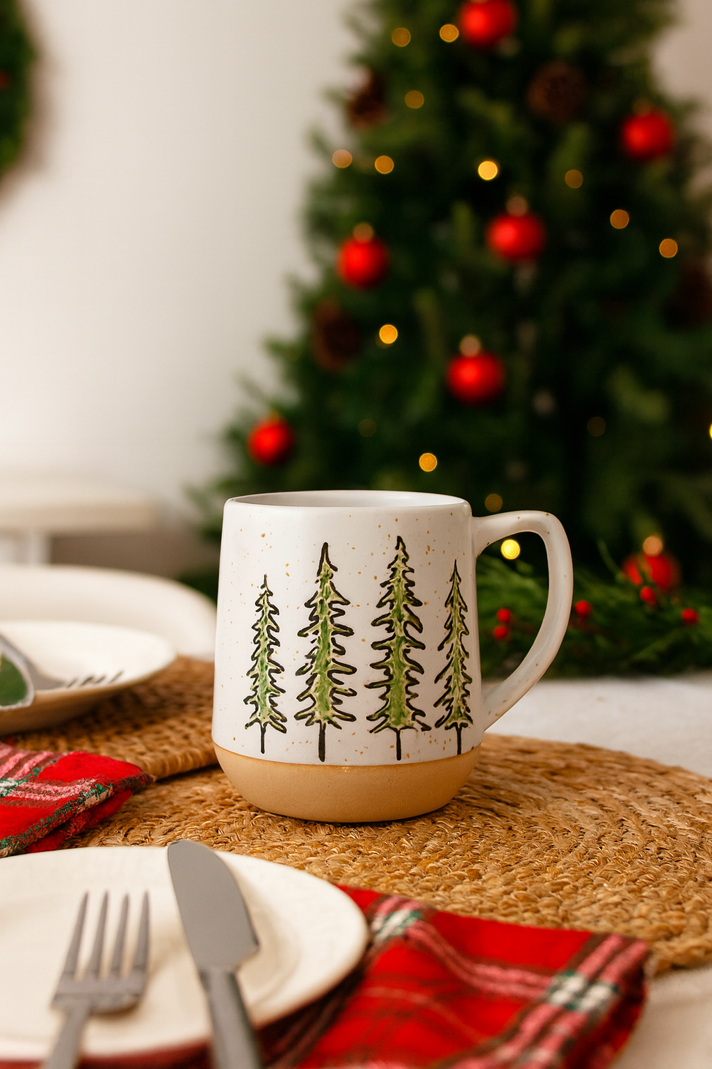 Taza Cerámica - Pinos Navidad 550 ml