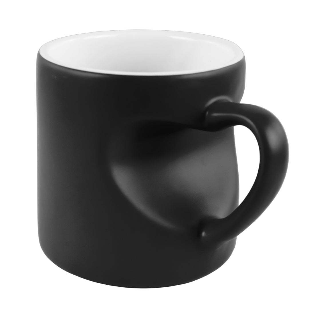 Taza Cerámica Negra Asa De Corazon 260 ml