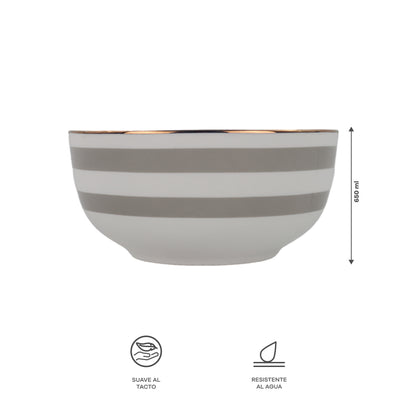 Vajilla Zéline para 6 Personas - Cerámica Gris/Blanca 24 piezas