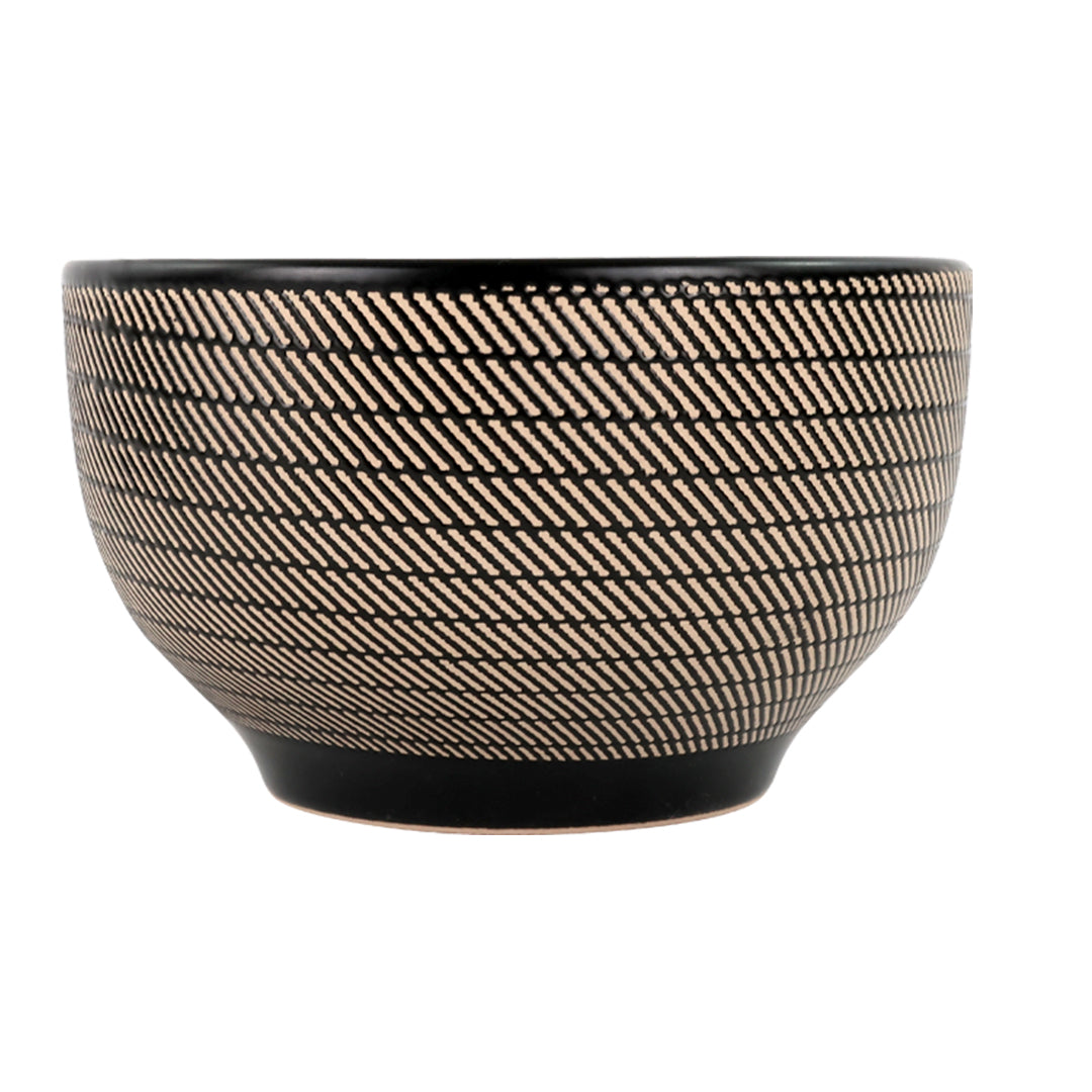 Vajilla HEDDA Set Individual - Cerámica Café con Rayas 4 piezas