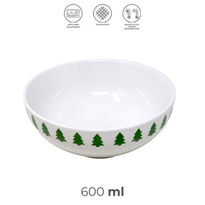 Vajilla Pinos Navidad Set Individual - Cerámica Verde 5 piezas
