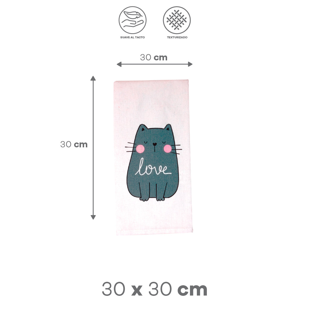 Toalla de Cocina Blanca - Gato Love