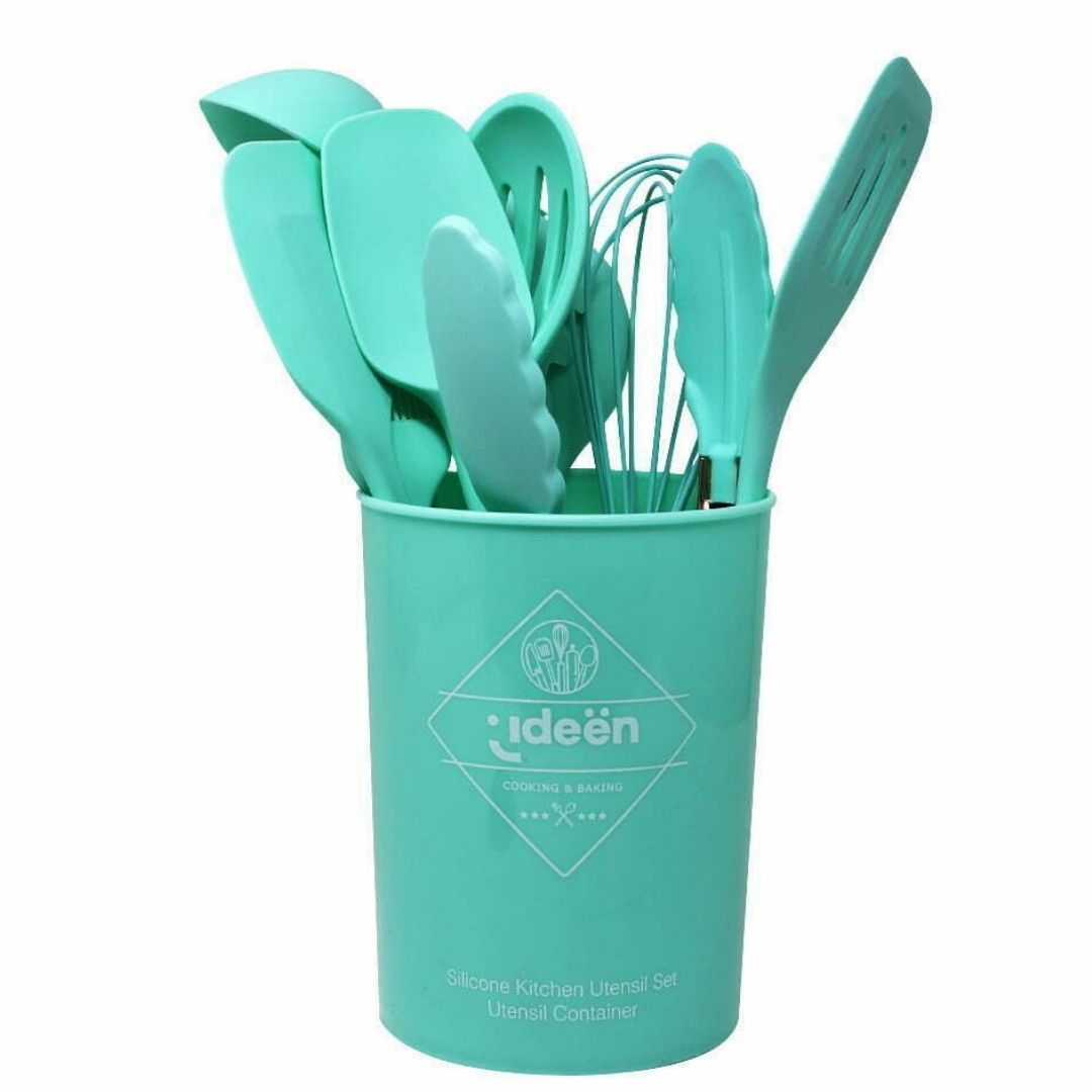 Juego de Utensilios de Silicona, Color Menta - 10 pzs