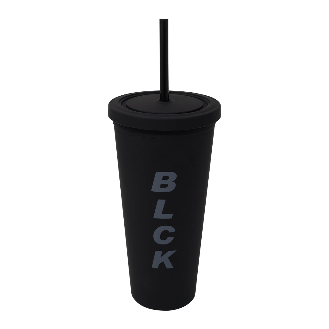 Vaso Térmico de Doble Pared y Popote - Negro 710 ml
