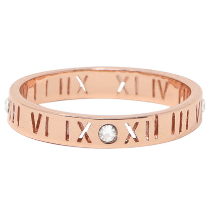 Anillo con Números Romanos y Piedras Brillantes – Cobrizo | Modelo LX-9610R