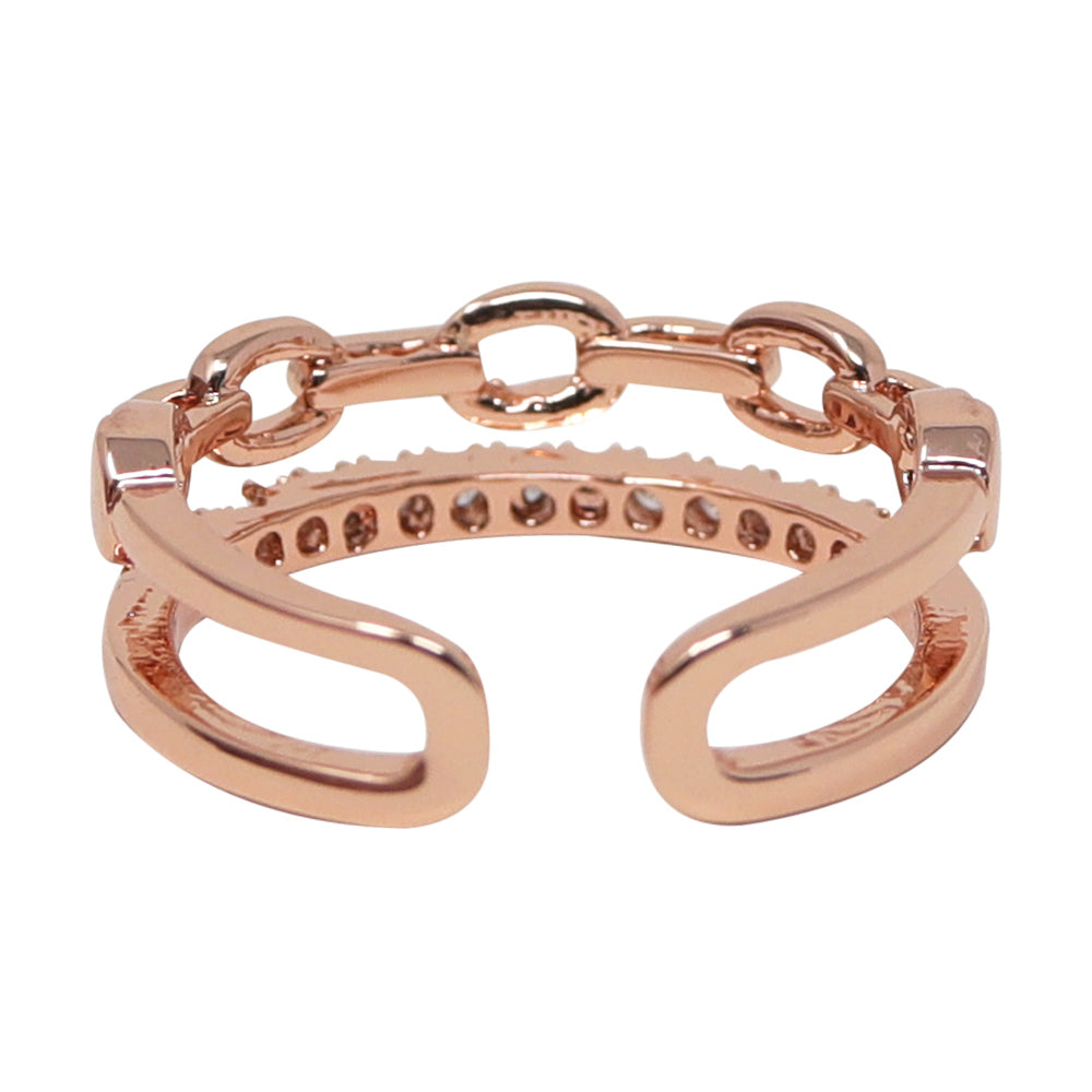 Anillo con Diseño de Cadena y Piedras Brillantes | Modelo LX-9611R