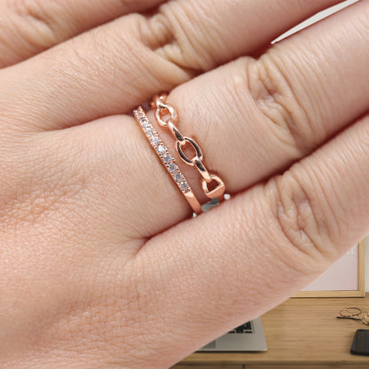 Anillo con Diseño de Cadena y Piedras Brillantes | Modelo LX-9611R