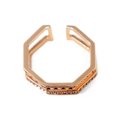 Anillo Doble Octagonal con Piedras Brillantes | Modelo LX-9613R