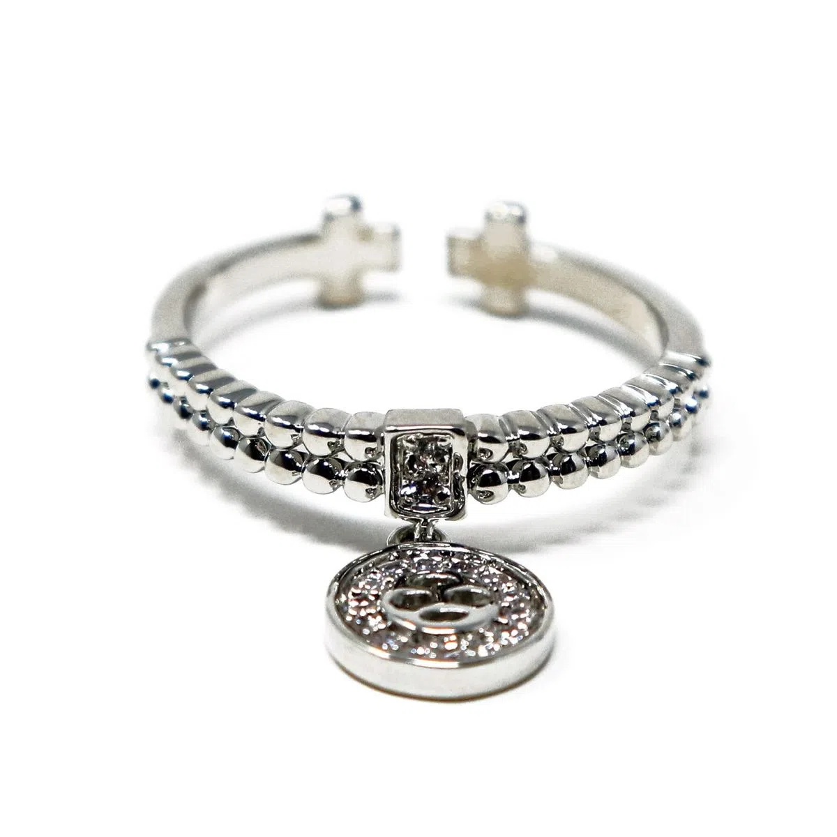 Anillo con Dije Tipo Gozne y Piedras Brillantes – Chapeado