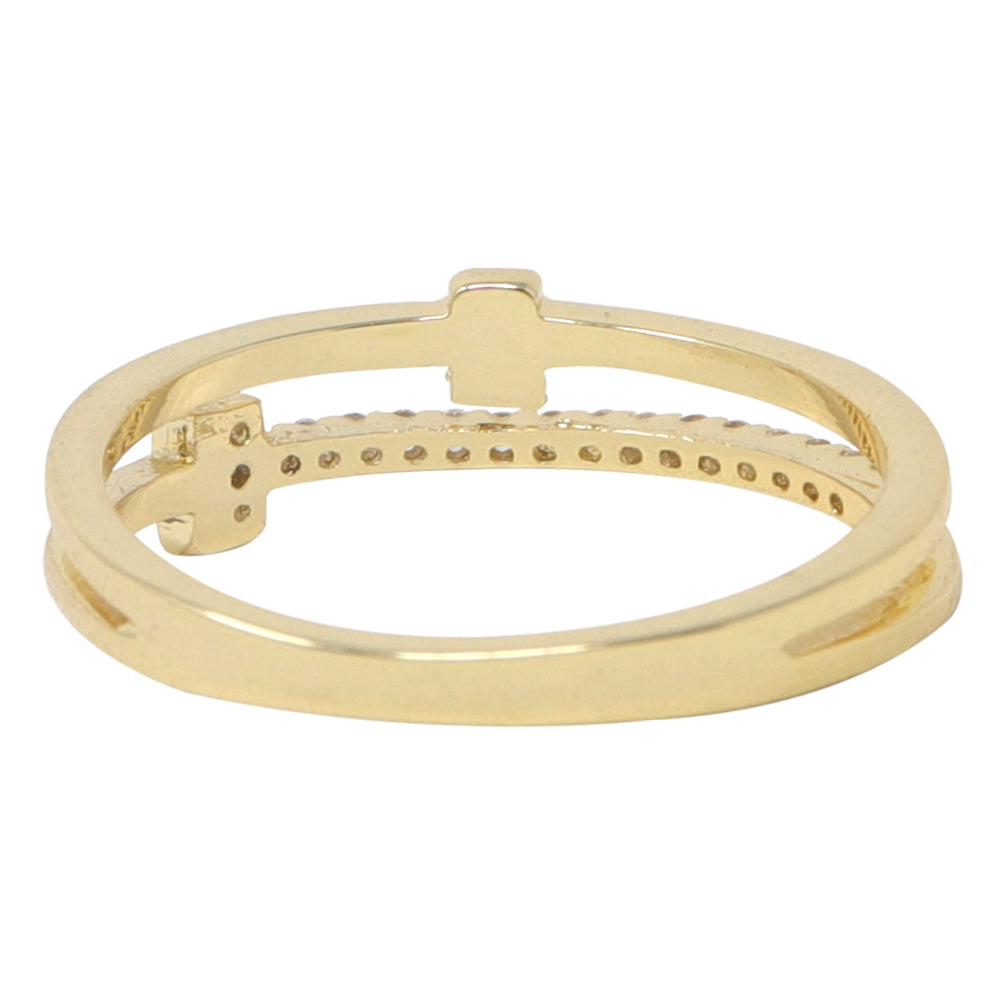 Anillo Doble con Piedras Brillantes – Dorado | Modelo LX-9625N