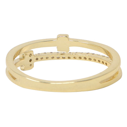 Anillo Doble con Piedras Brillantes – Dorado