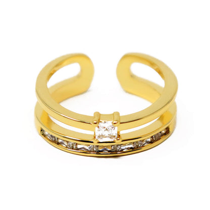 Anillo Doble Dorado con Piedra Central – Modelo LX-9685R
