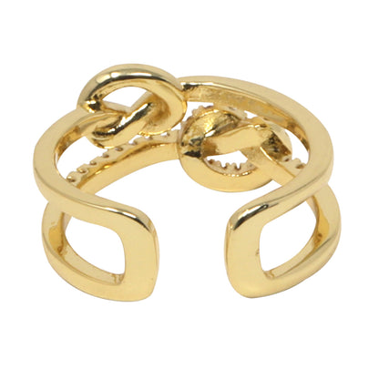 Anillo Doble Trenzado Dorado con Piedras Brillantes – Modelo LX-9686R