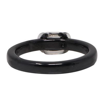Anillo Negro con Aro Central y Piedras Brillantes
