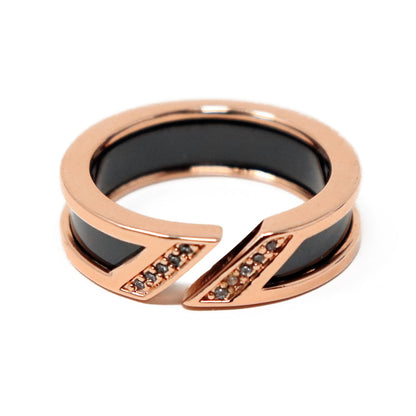 Anillo Abierto en Acero Negro con Incrustaciones