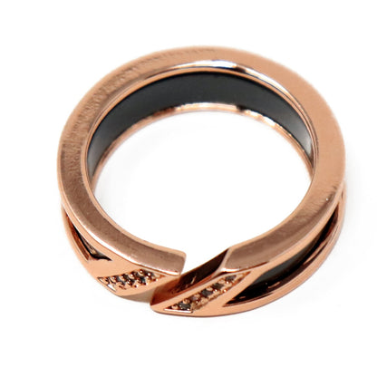 Anillo Abierto en Acero Negro con Incrustaciones