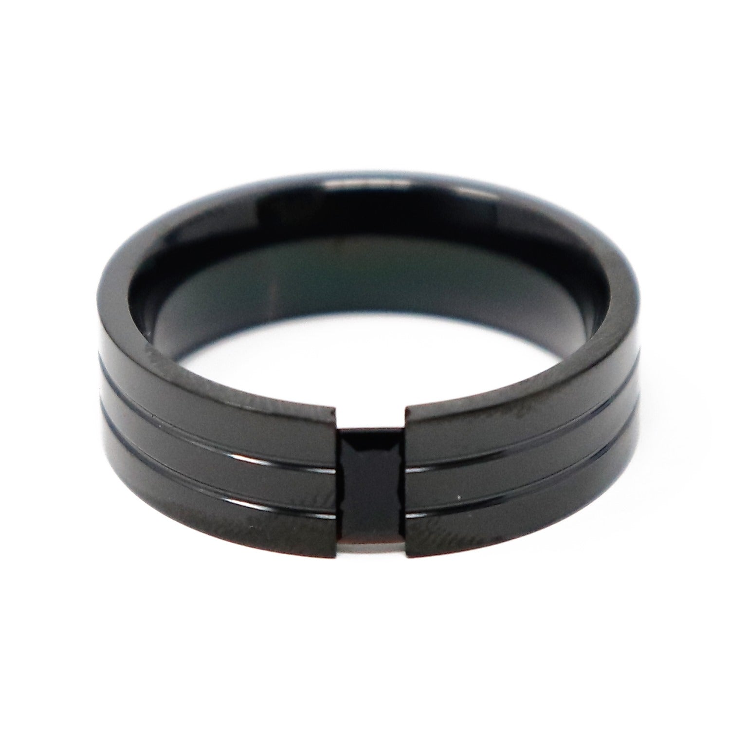 Anillo Triple Negro en Acero Inoxidable – Diseño Moderno y Minimalista