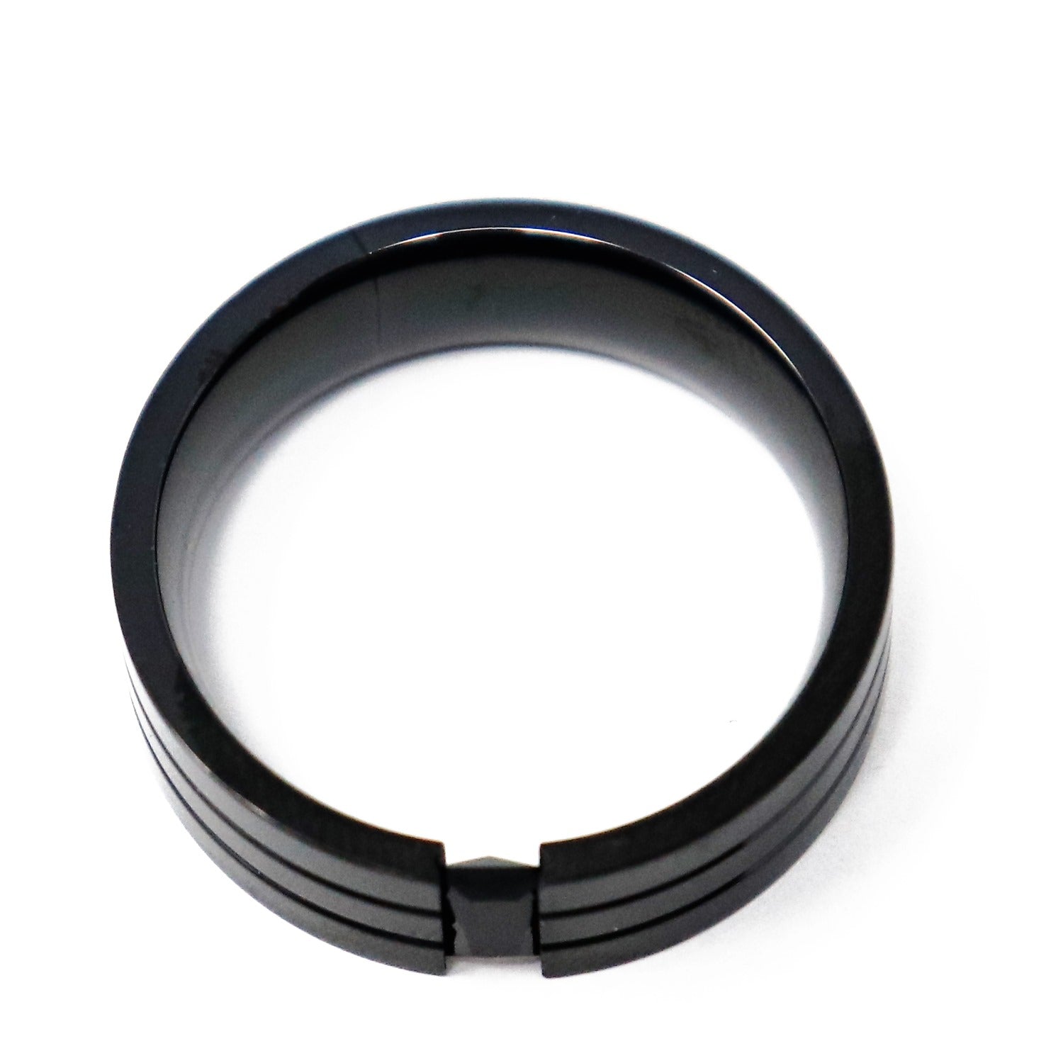 Anillo Triple Negro en Acero Inoxidable – Diseño Moderno y Minimalista