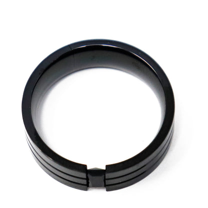 Anillo Triple Negro en Acero Inoxidable – Diseño Moderno y Minimalista