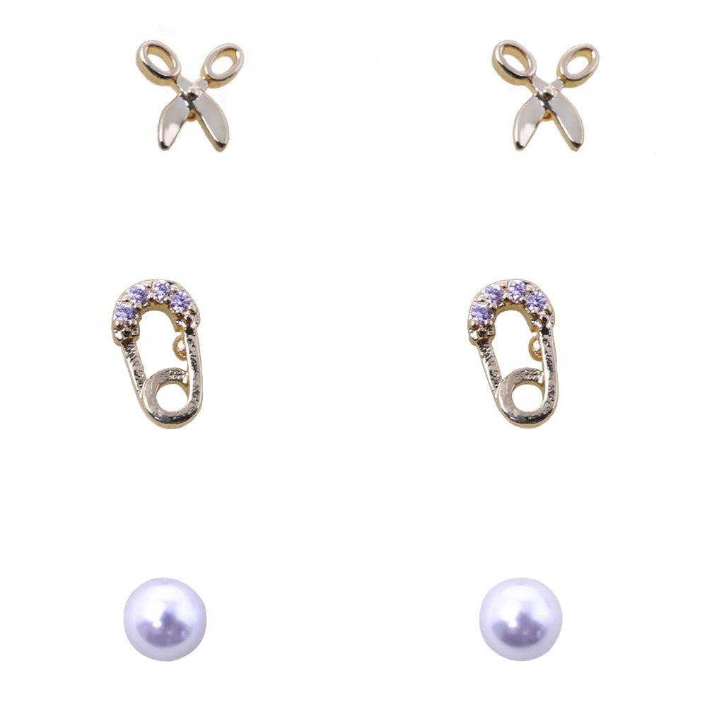 Arete, Set de 3 Pares – LX-9637E 3 diseños diferentes en un solo set para cada estilo, cada día
