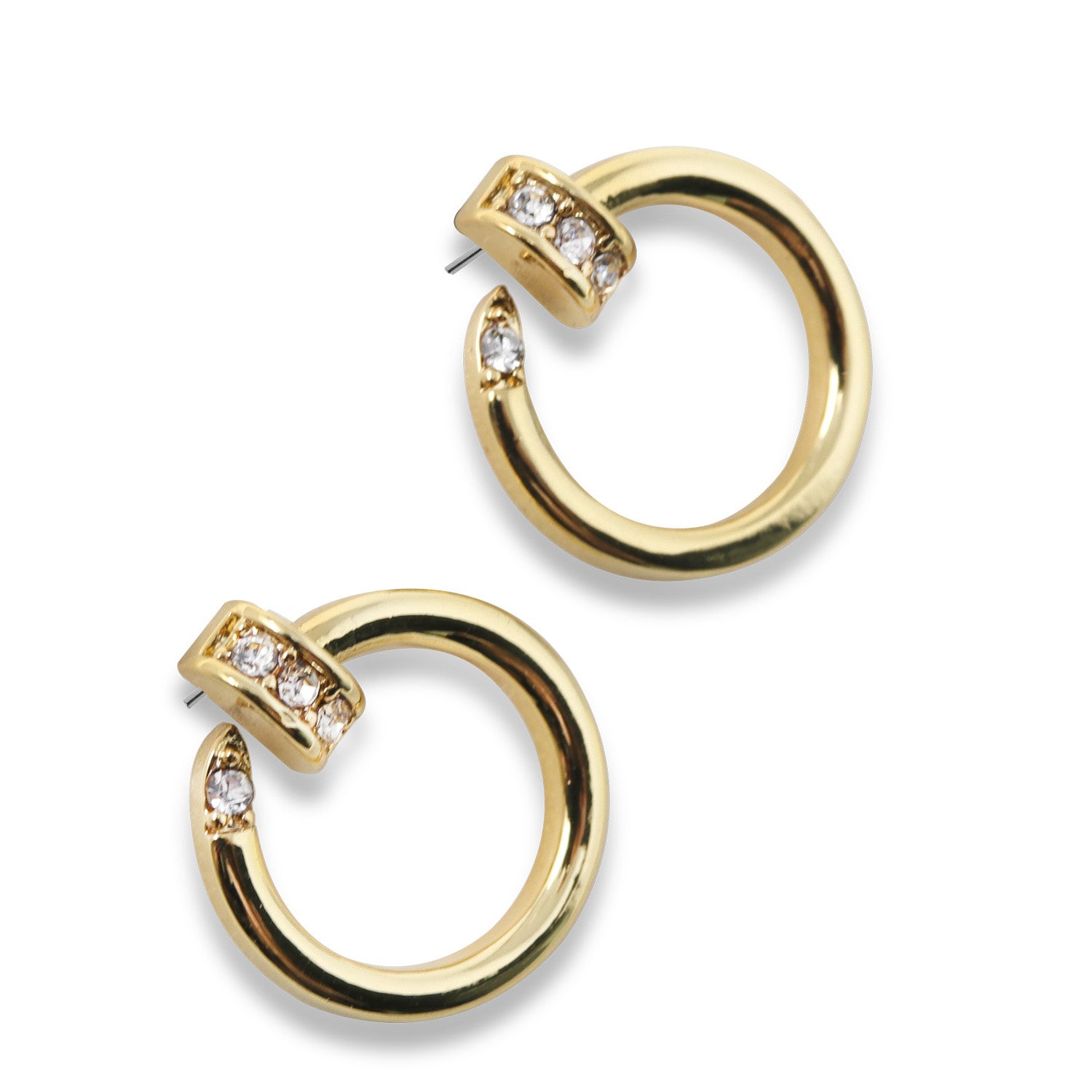 ARETE CON PIEDRA – Modelo LX-9642E, Chapa dorada | Elegancia en cada detalle