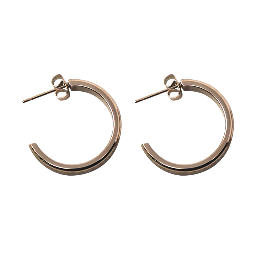 Juego de Aretes Abiertos de Acero Inoxidable color Oro Rosa - Ideen