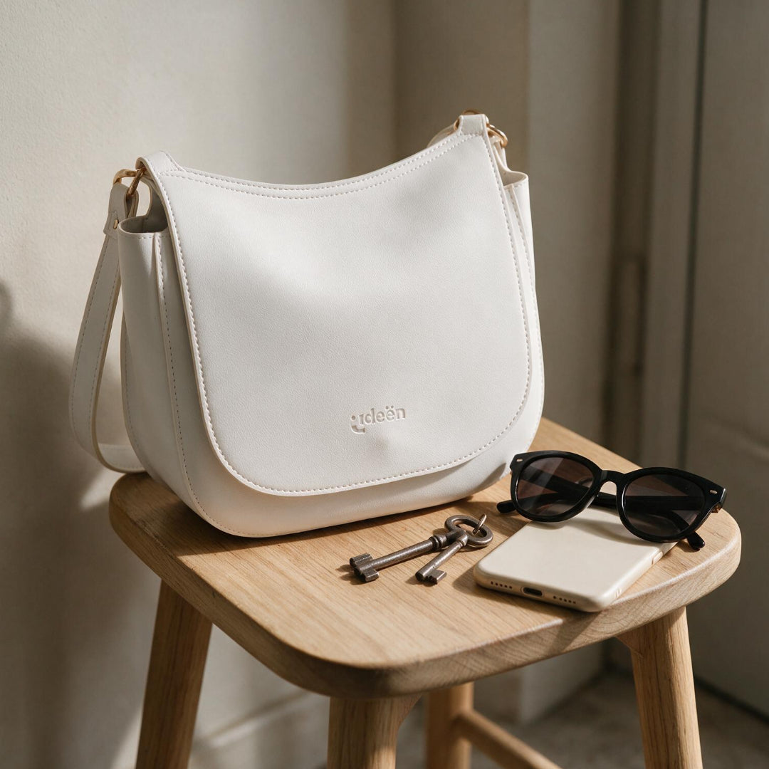 Bolso Cruzado Blanco Minimalista con Solapa