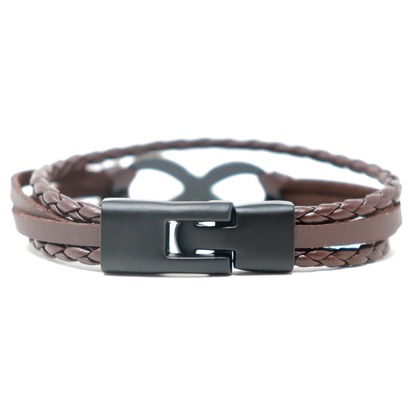 Pulsera para Hombre Café con Placa Infinito – Estilo Sofisticado y Simbólico