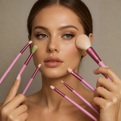Kit Completo de 12 Brochas - Color rosa