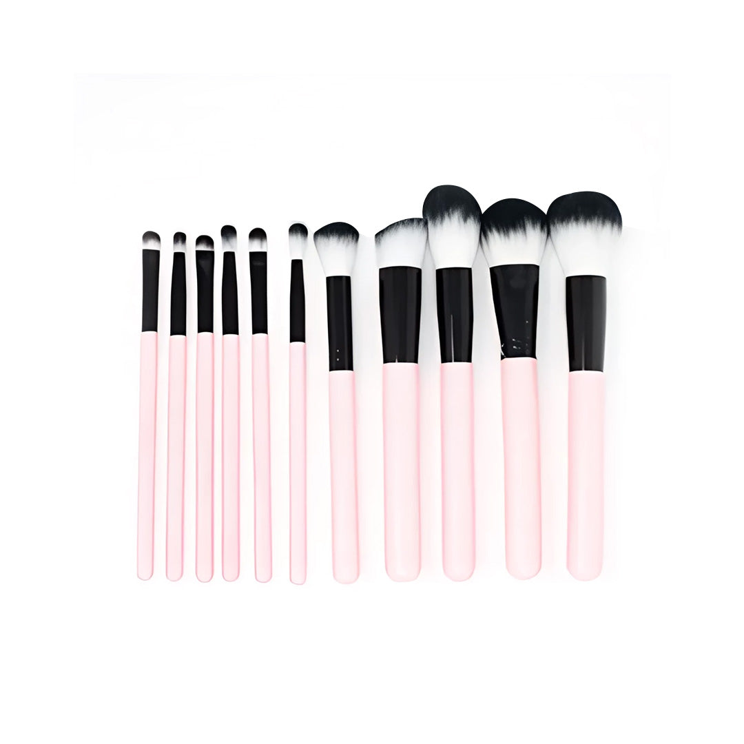 Cosmetiquera Negra con 11 Brochas de Maquillaje